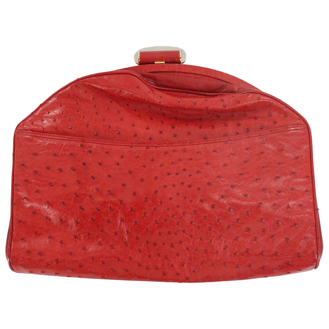 Walter Katten Red Ostrich Leather Shoulder Bag (1 of 3)