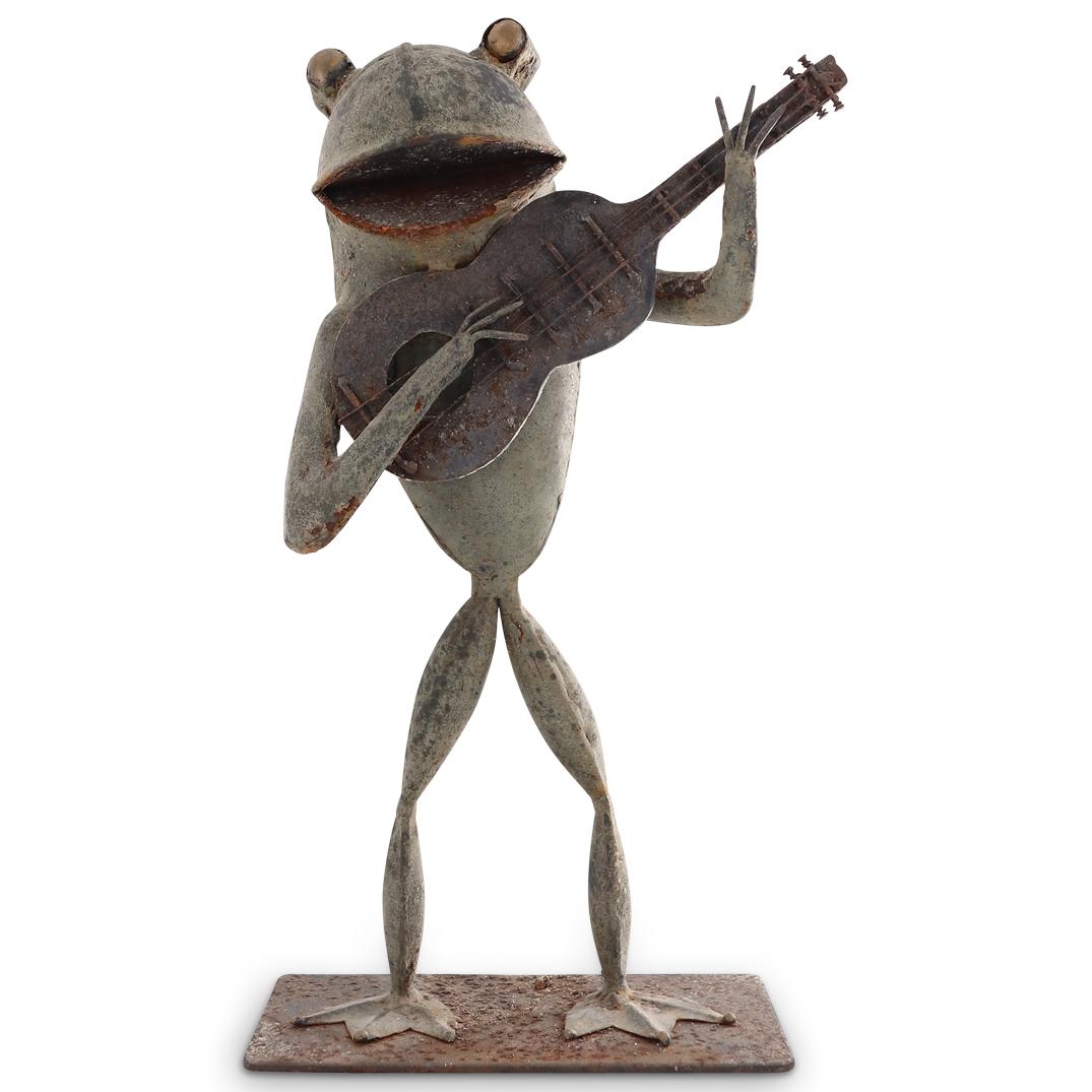 Wrought Iron Guitarist Frog Sculpture (1 of 6)