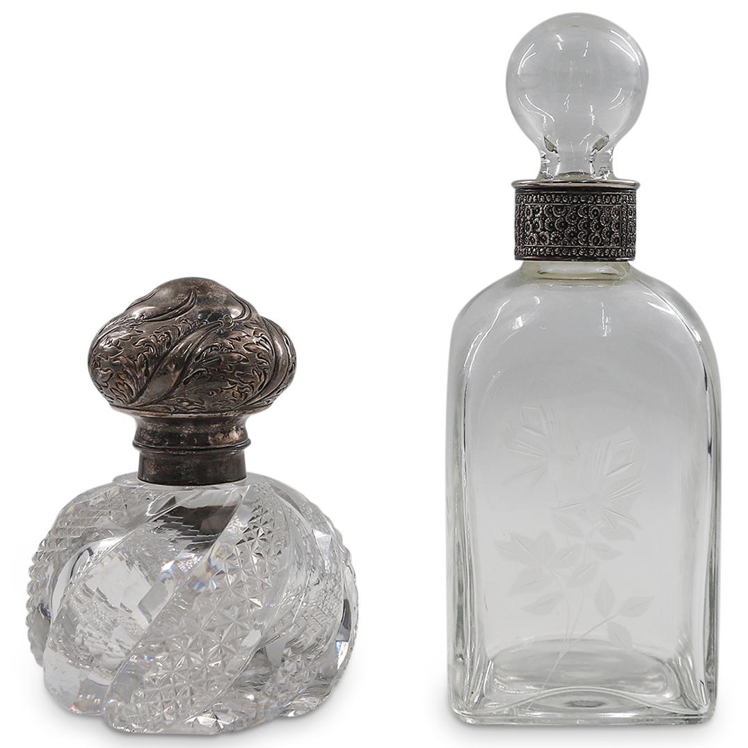 (2 Pc) Crystal Bottles With Sterling Silver Necks (1 of 5)