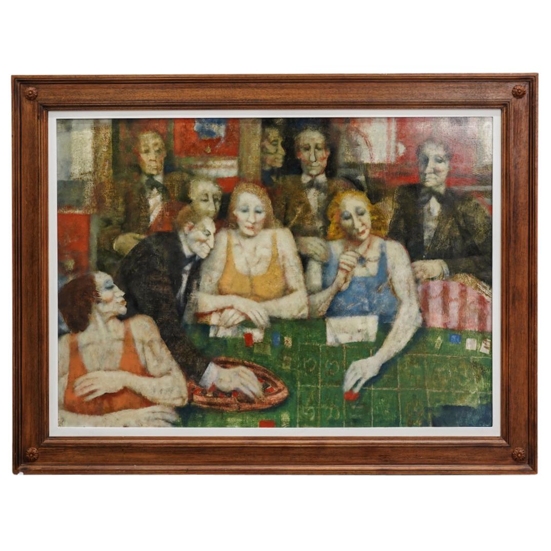 Remo Squillantini (Italienisch, 1920-1996) "Roulette" Oil Painting on Board (1 of 6)