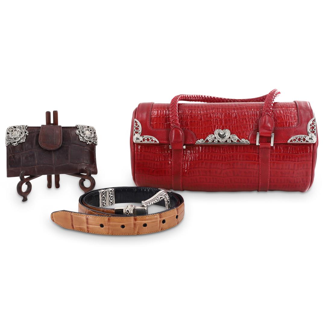 (3 Pc) Vintage Ladies Accessories Wallet / Belt & Handbag Set (1 of 13)