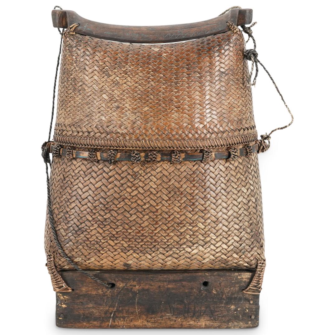 Indonesian Woven Fish Basket With Wooden Foot (1 of 6)