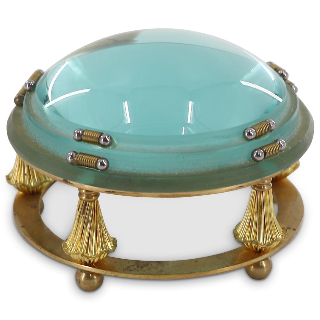 Mid Century Desk Magnifying Glass In Brass Frame (1 of 4)