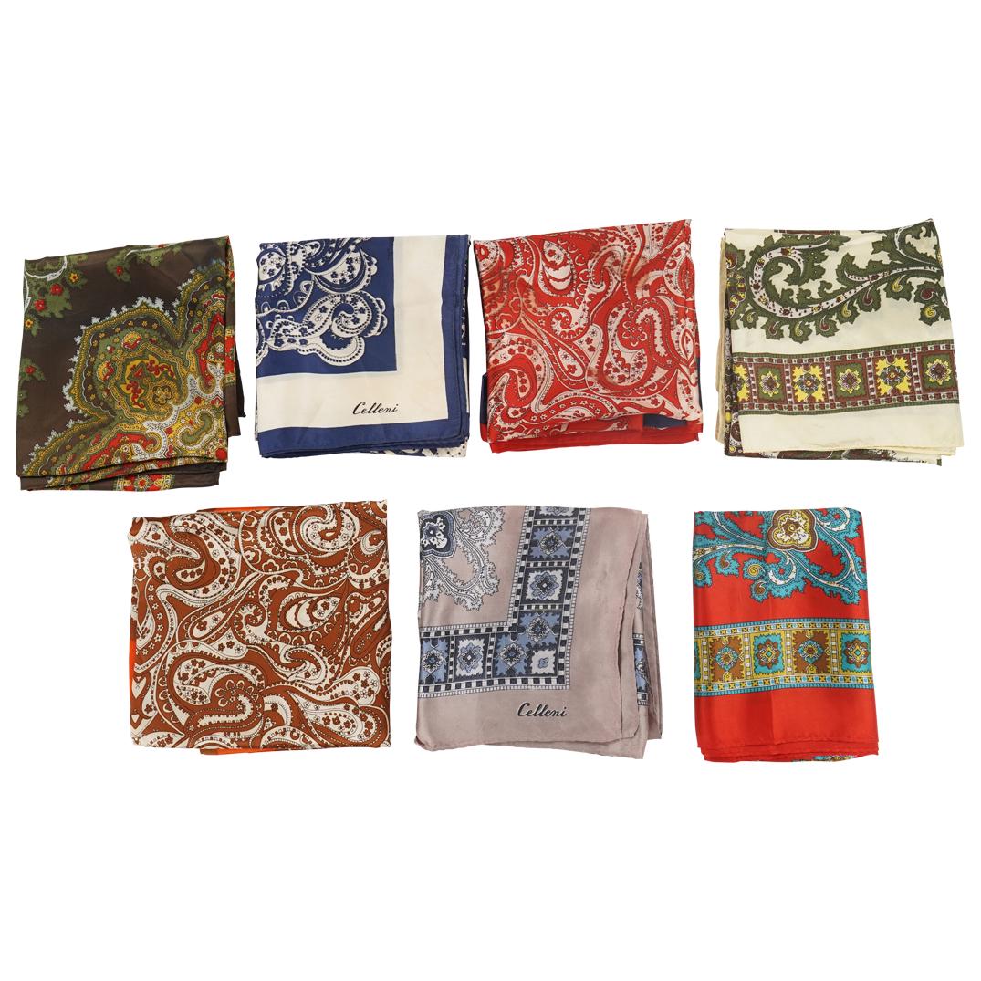 (7 Pc) Cellini Silk Designer Scarves Grouping Set (1 of 12)