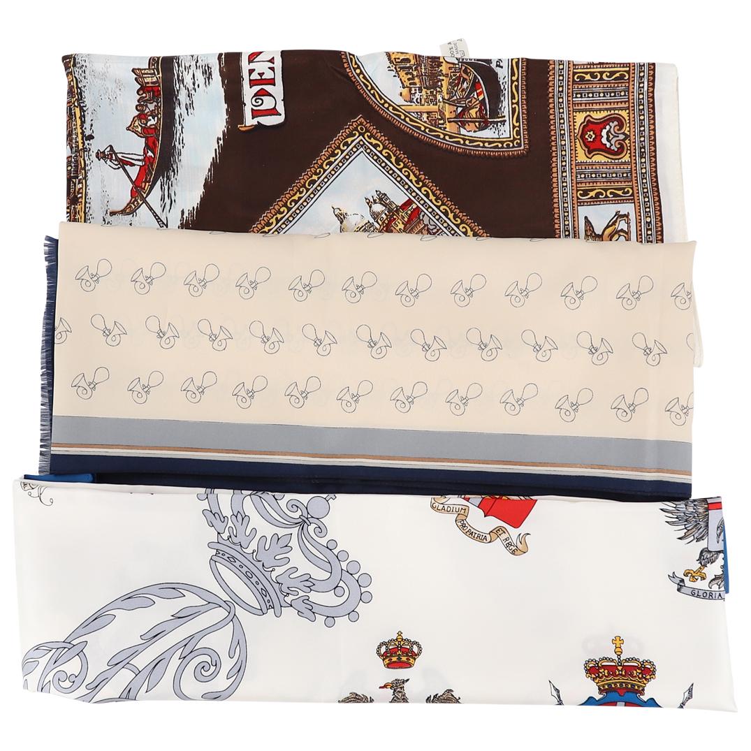 (3 Pc) Italian Silk Designer Scarves Grouping Set (1 of 7)