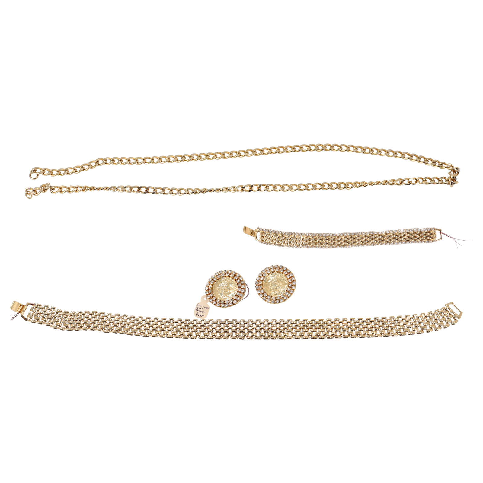 (4 Pc) Vintage Assorted Costume Jewelry Gold Tone Grouping Set (1 of 4)