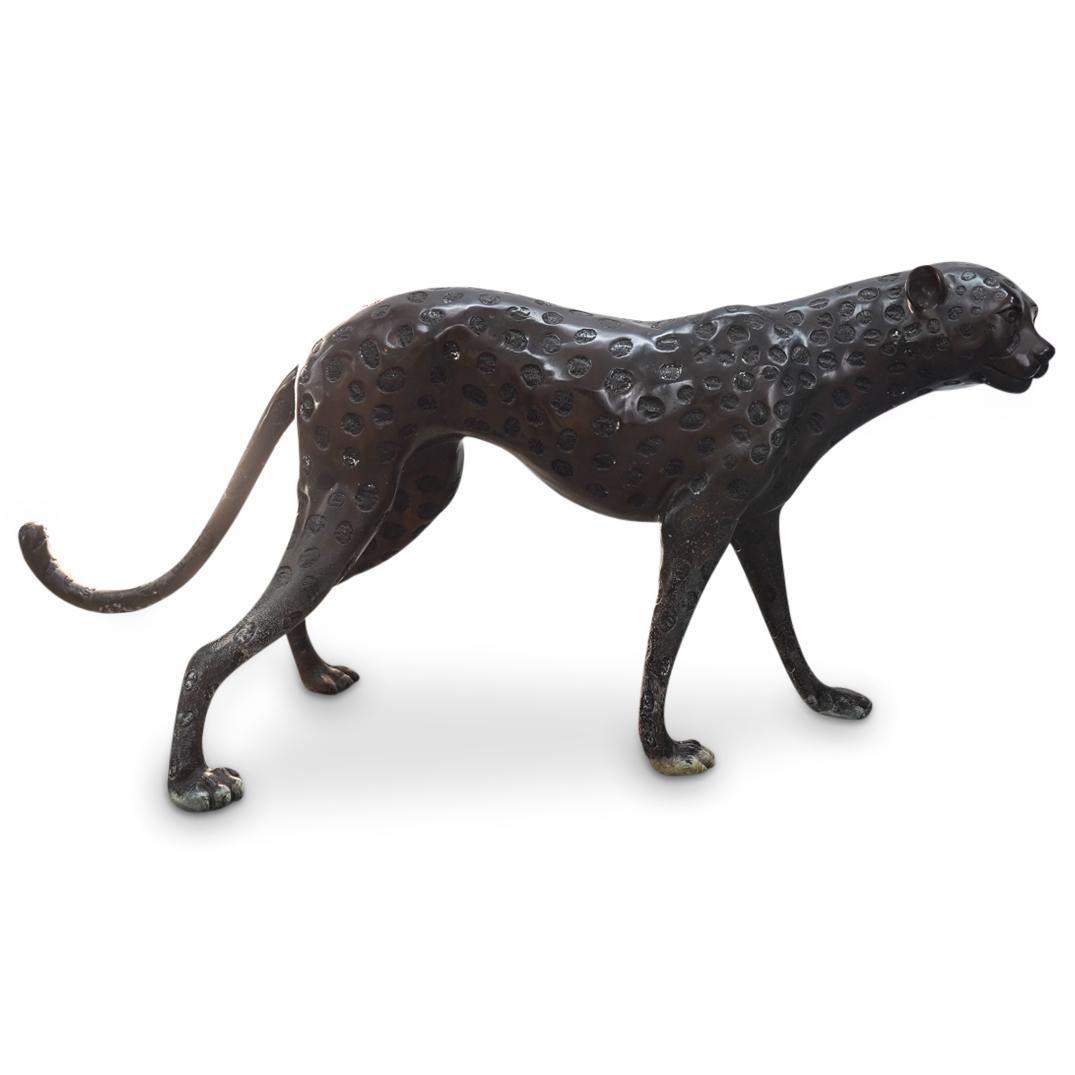 Hollywood Regency Bronze Cheetah Sculpture (1 of 5)