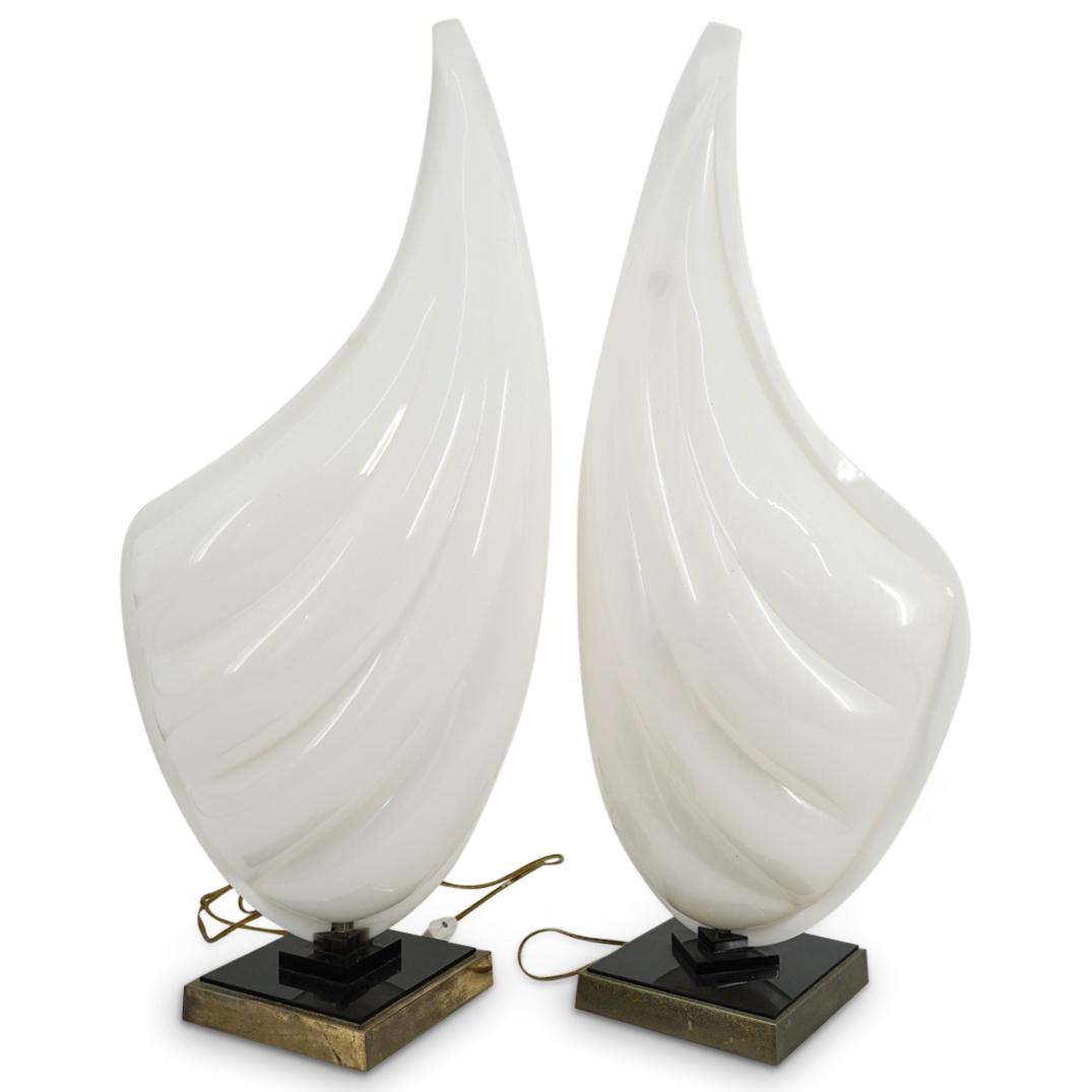 Roger Rougier Modern White Clam Shell Table Lamps (1 of 11)