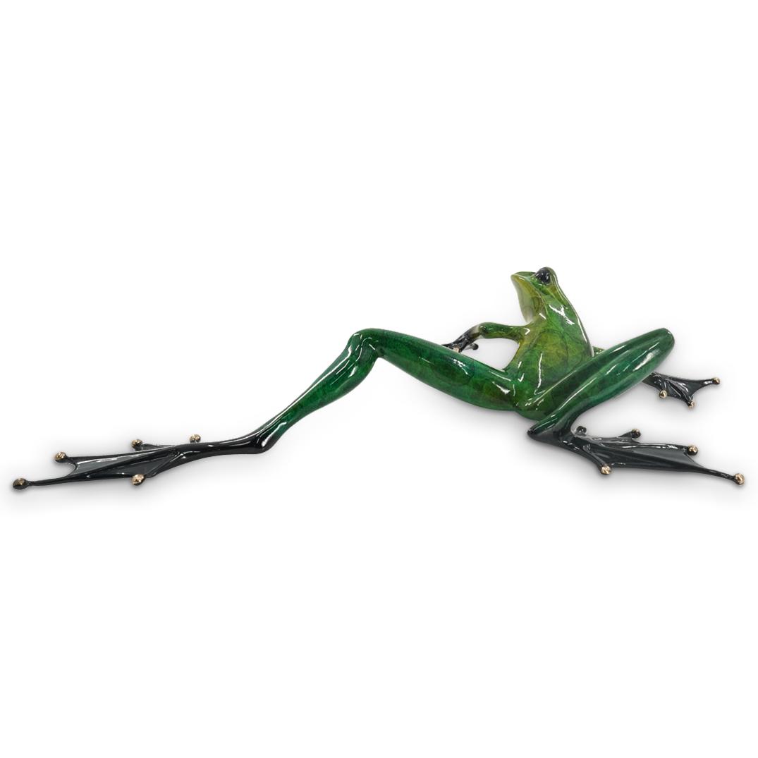 Tim "Frogman" Cotterill (B. 1950) Enameled Bronze LE Green Frog (1 of 8)