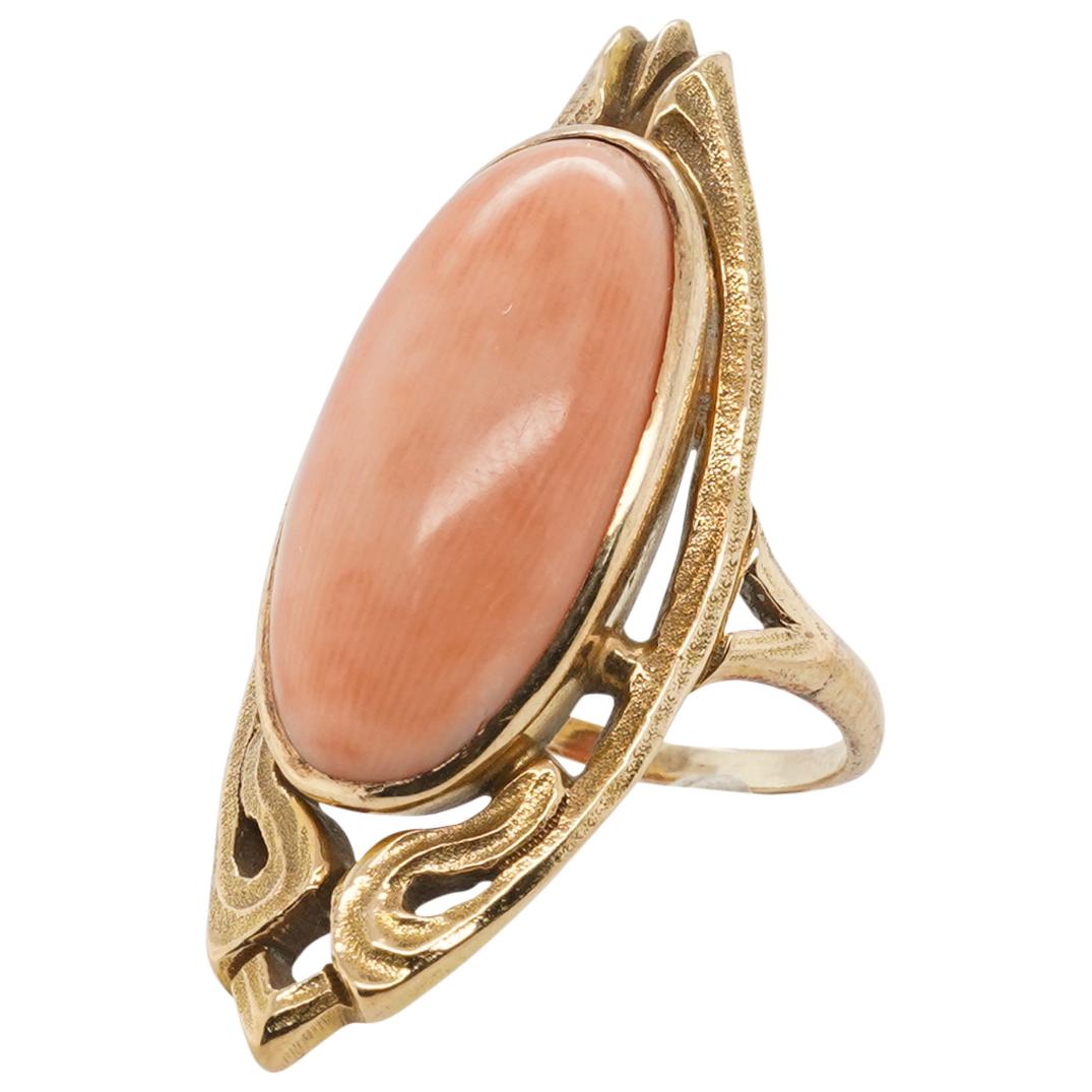 Art Nouveau 14k Gold and Coral Ring (1 of 6)