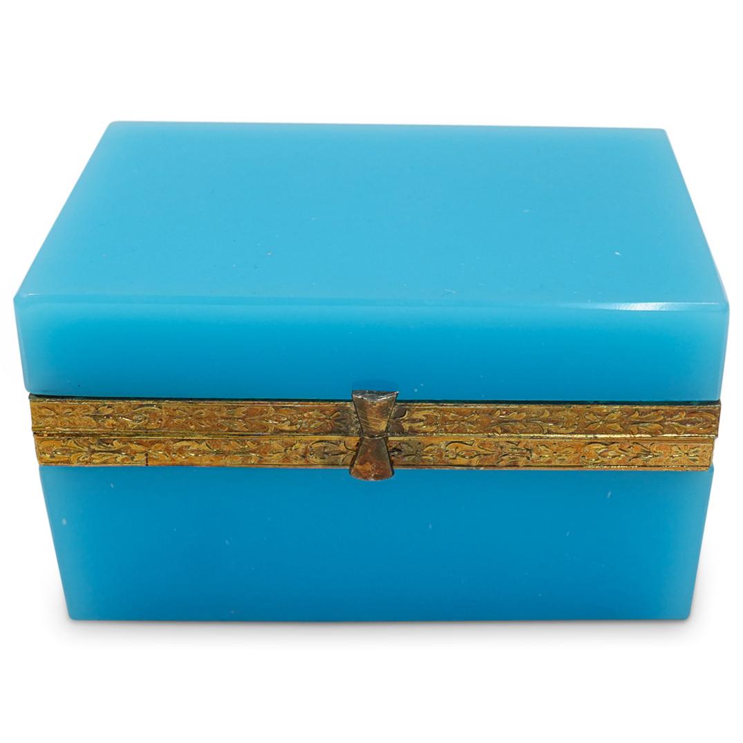 Antique French Blue Opaline Glass & Ormolu Vanity Box (1 of 5)