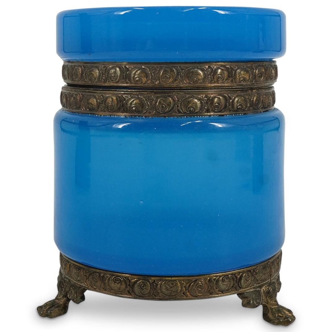 Antique French Blue Opaline Glass & Ormolu Vanity Box (1 of 7)
