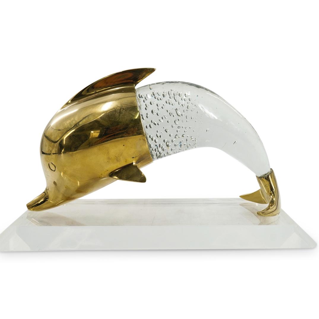 Glass & Brass Dolphin Sculpture (1 of 3)
