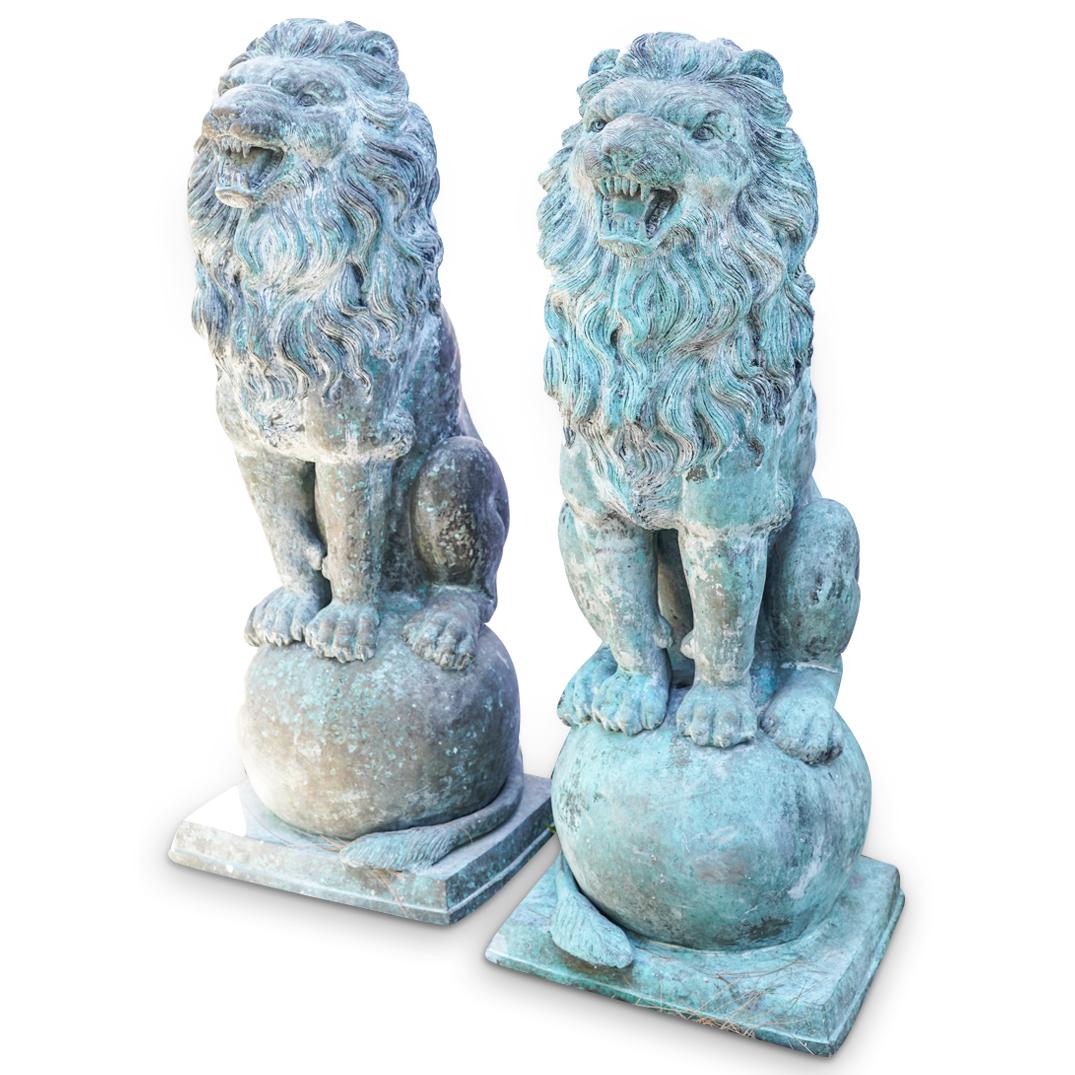 Pair Of Monumental Gianni Mancini Bronze Circus Lions (1 of 6)