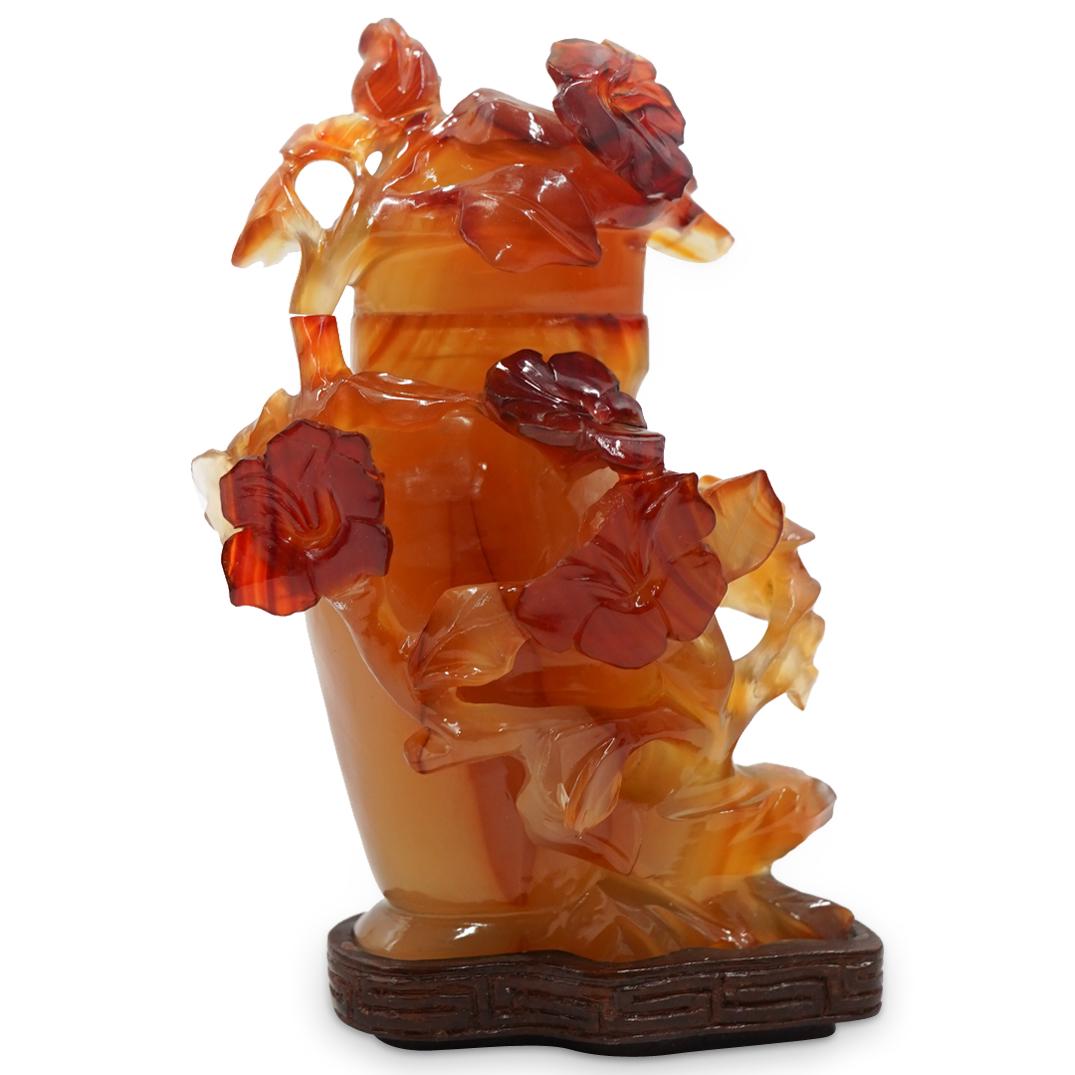 Chinese Carved Agate Lidded Urn Vase (1 of 3)