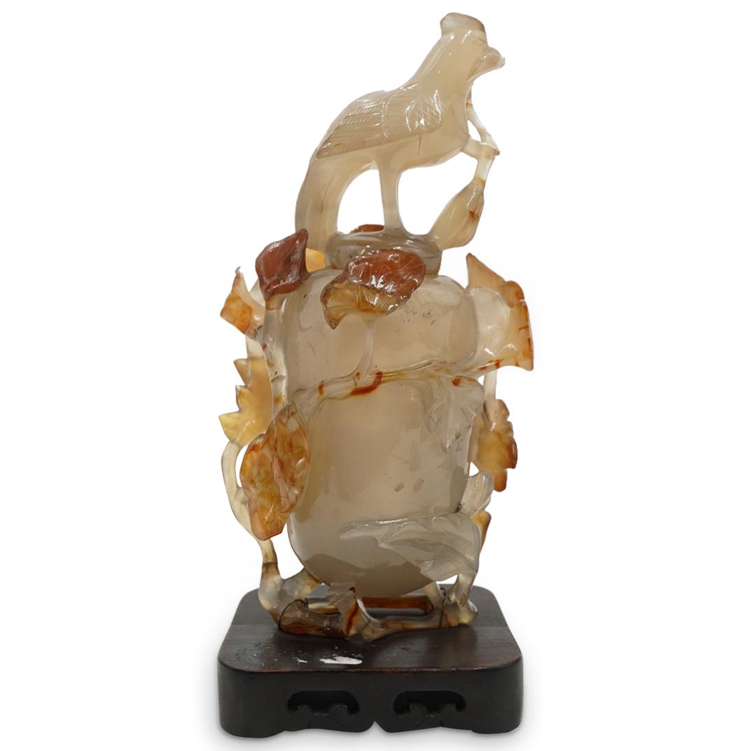 Chinese Carved Natural Agate Lidded Urn Vase (1 of 3)