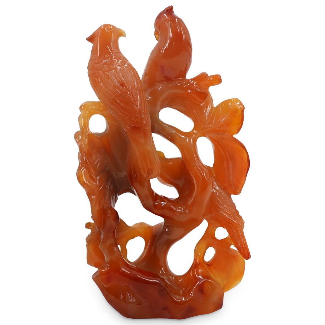 Chinese Agate Carved Bird Group Figurine (1 of 2)
