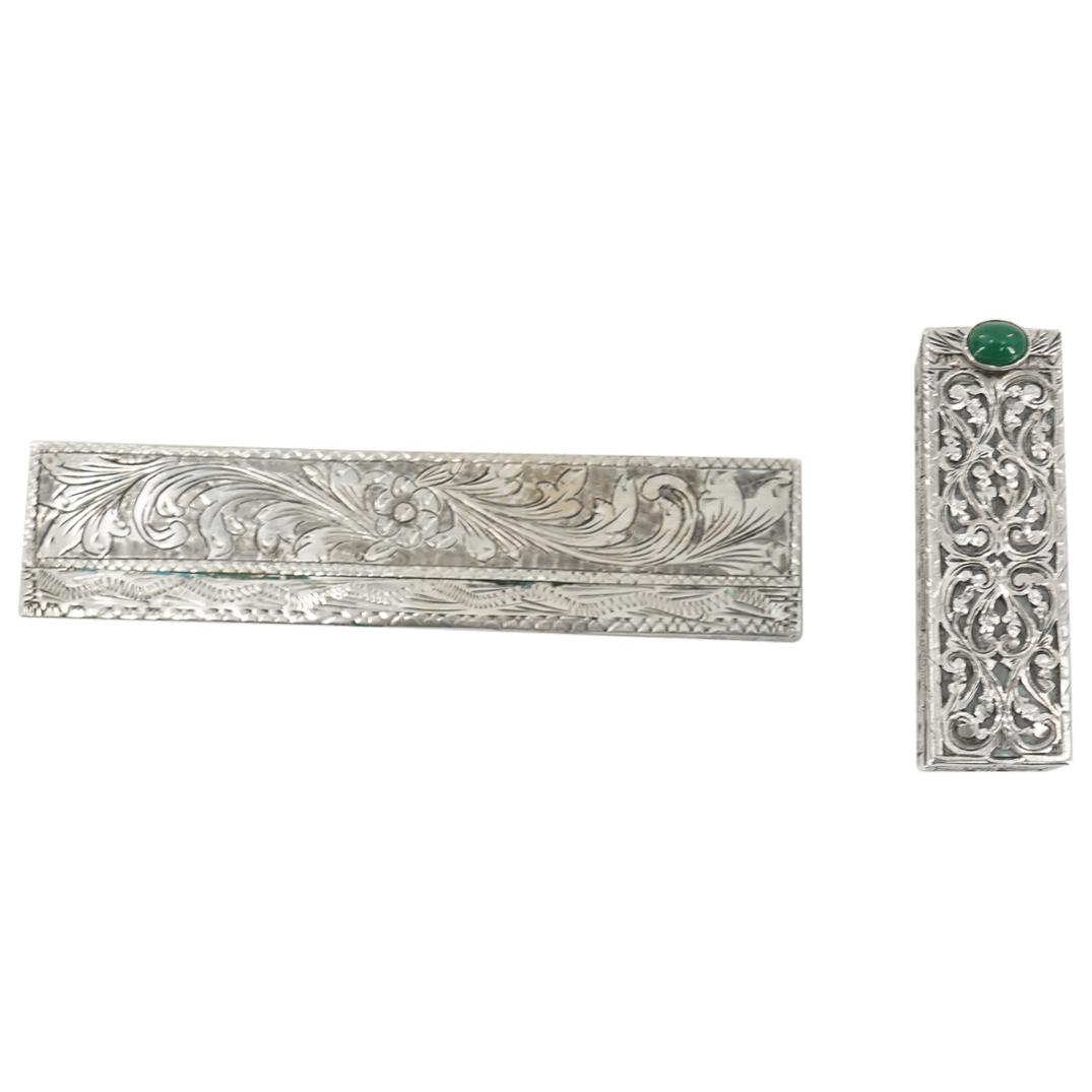 Antique Italian 800 Silver Lipstick Case And Comb (1 of 4)