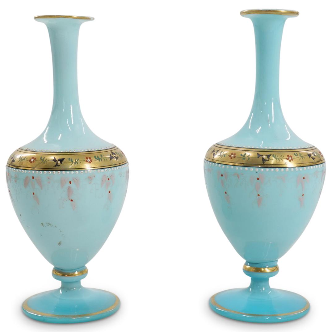 Antique Pair of French Opaline Glass Bud Vases (1 of 3)