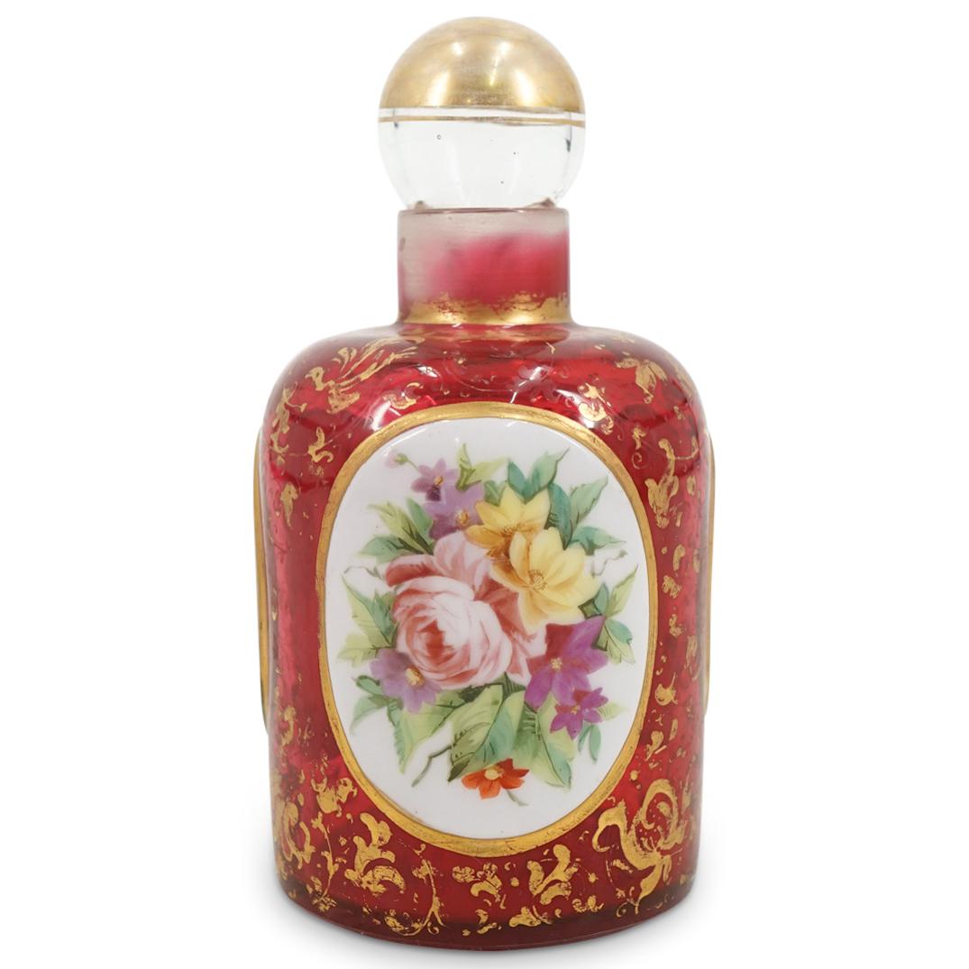 Antique Moser Cranberry Glass Perfume Bottle (1 of 5)