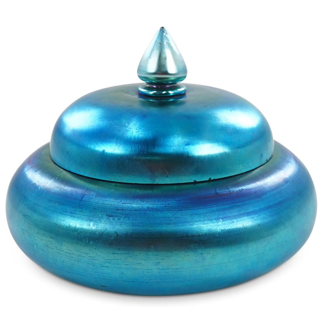 Antique Carder Steuben Aurene Glass Bon Bon Puff Box (1 of 5)