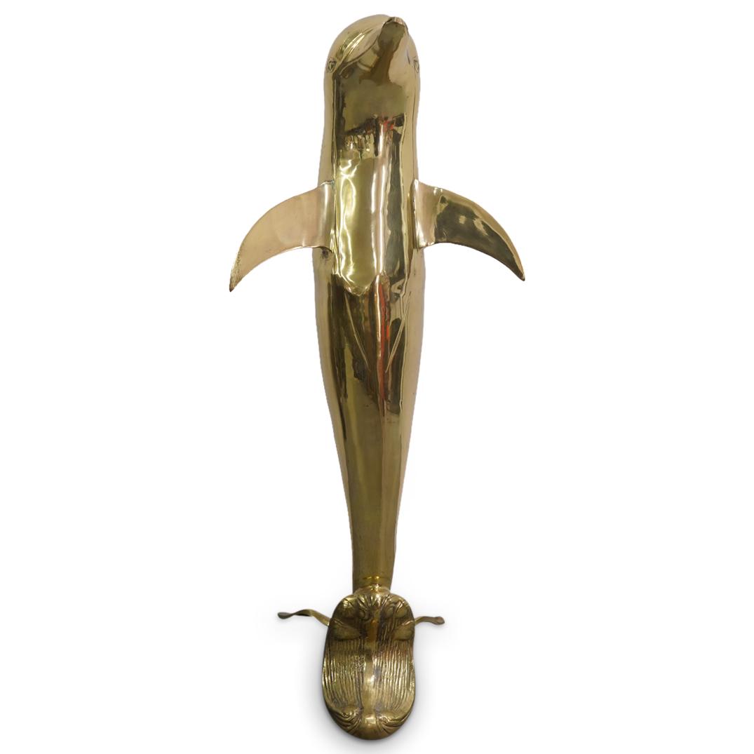 Mid Century Polished Brass "Standing Dolphin" Statue (1 of 5)