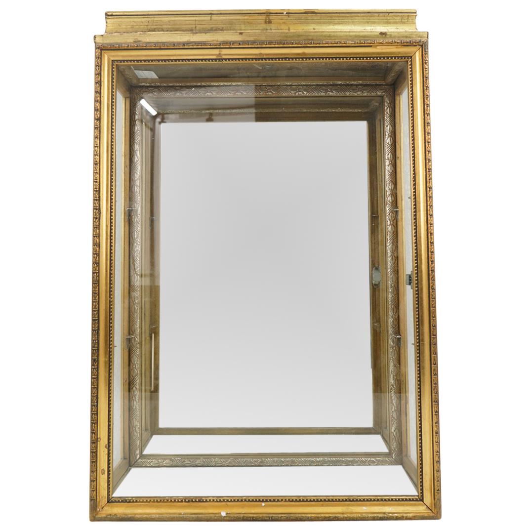 Vintage Gilt Wood & Glass Small Curio Vitrine Cabinet (1 of 5)