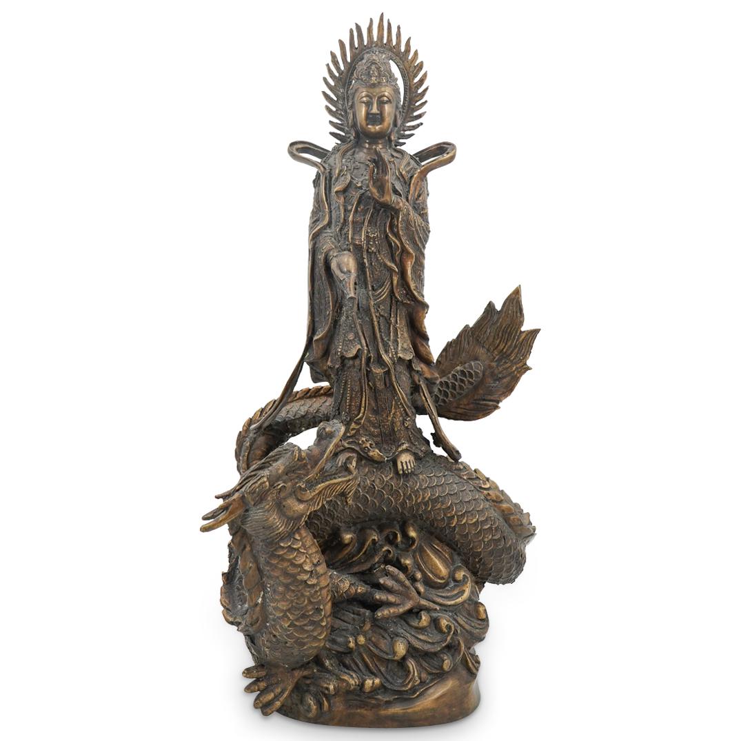 Chinese Bronze Guan Yin On Dragon (1 of 6)
