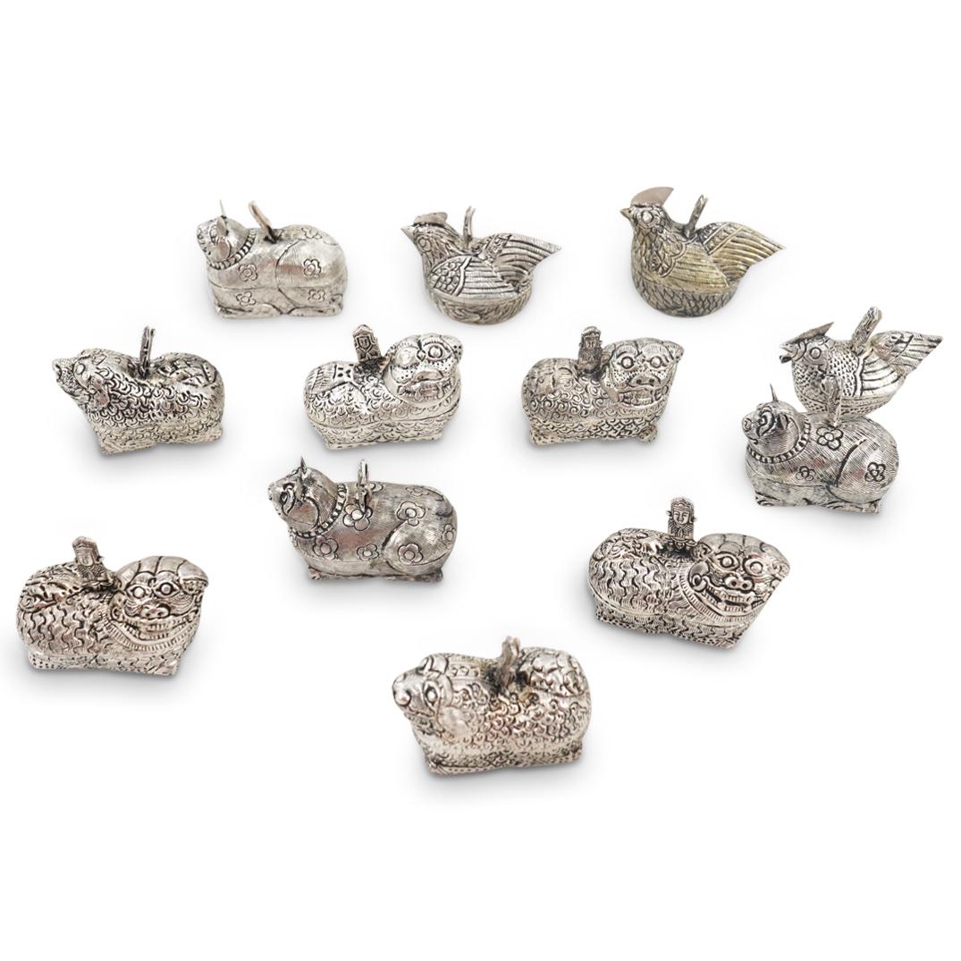 (12Pc) Khmer Silver Animal Place Card Holders (1 of 6)