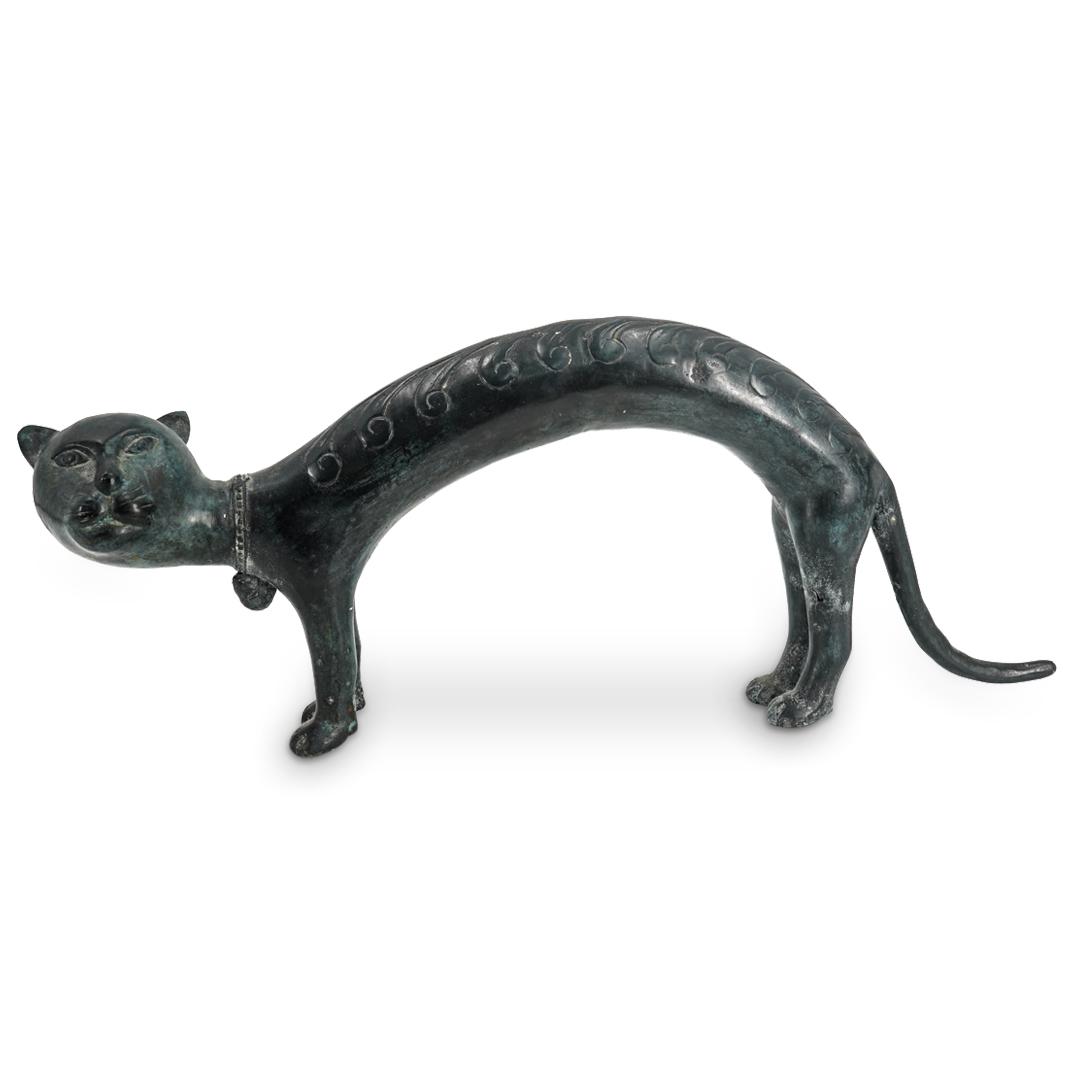 Large Bronze Arched Cat Sculpture (1 of 5)