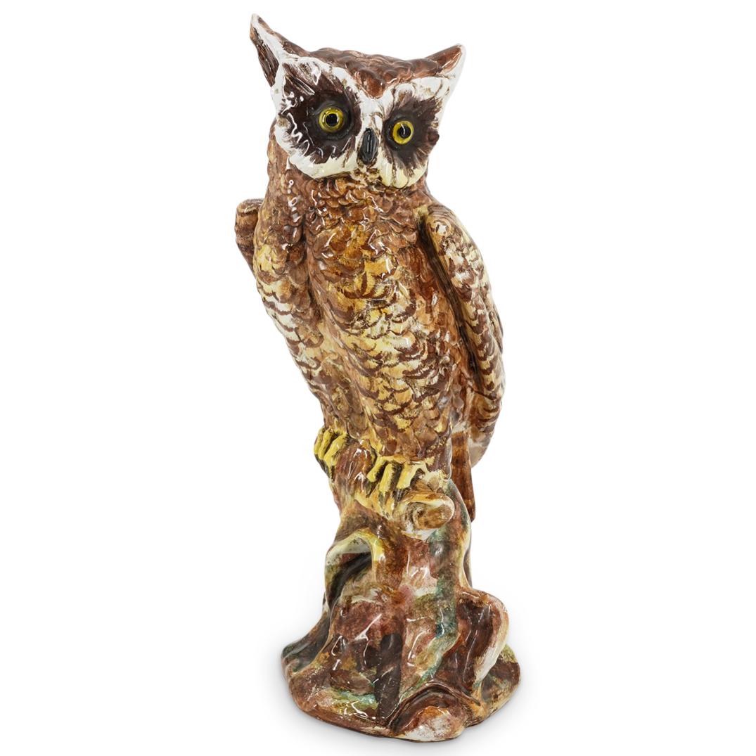 Large Ceramic Glazed Italian Owl Sculpture (1 of 4)