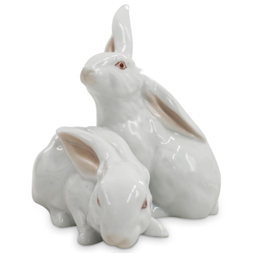 Herend Porcelain "Pair Of Rabbits" Figurine (1 of 5)