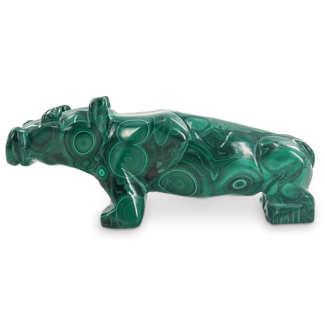 Carved Malachite Hippopotamus Sculpture (1 of 3)