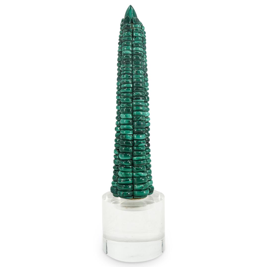 Malachite Phallic Corn Sculpture On Lucite Stand (1 of 3)