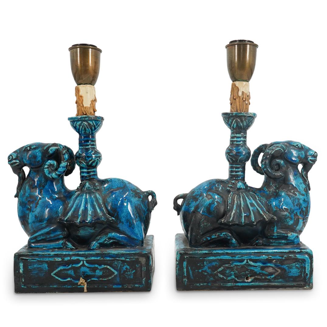 Pair Chinese Glazed Pottery Table Lamps (1 of 8)