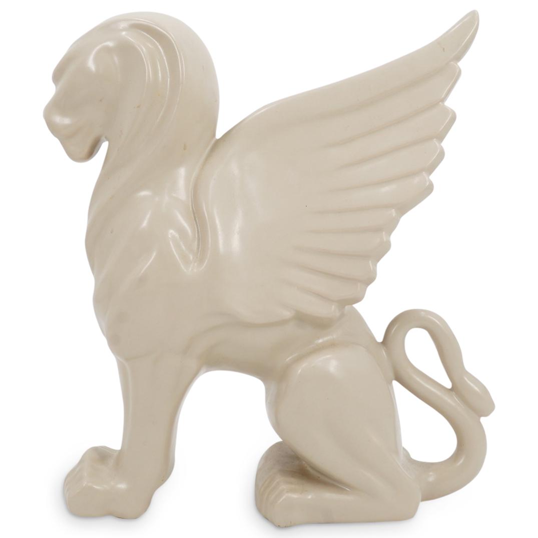 Large Winged Lion Ceramic Sculpture (1 of 6)