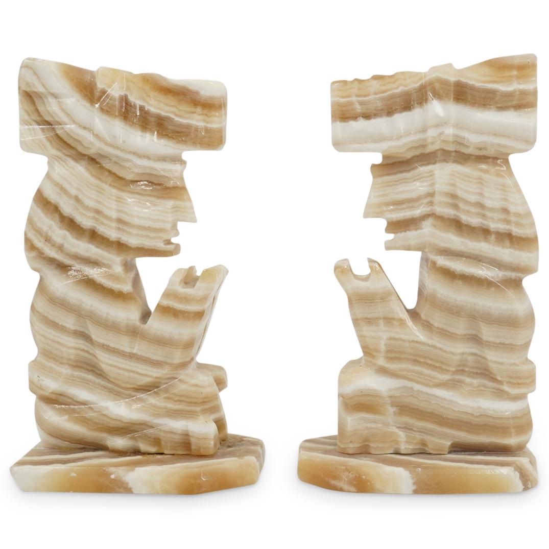 Vintage Hand Carved Onyx Mayan Aztec Mexico Bookends (1 of 4)