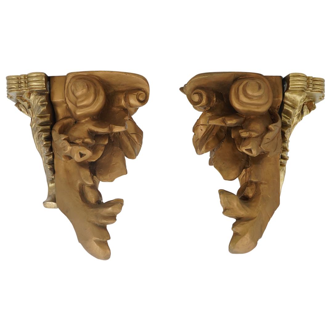 (4 Pc) Gilt Resin Ornamental Decorative Wall Brackets (1 of 5)