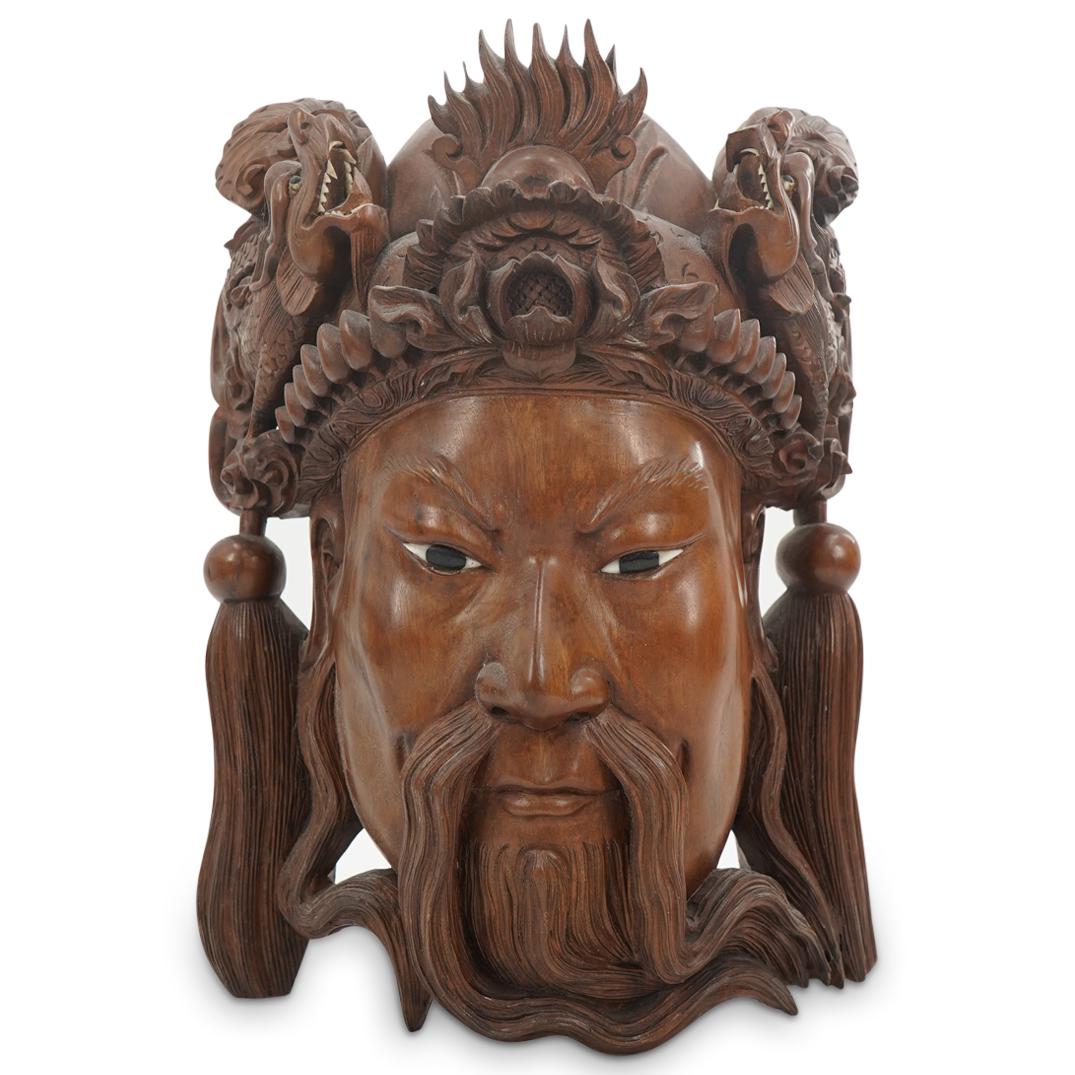 Antique Chinese Religious Daoist Rosewood Hand Carved Mask (1 of 4)