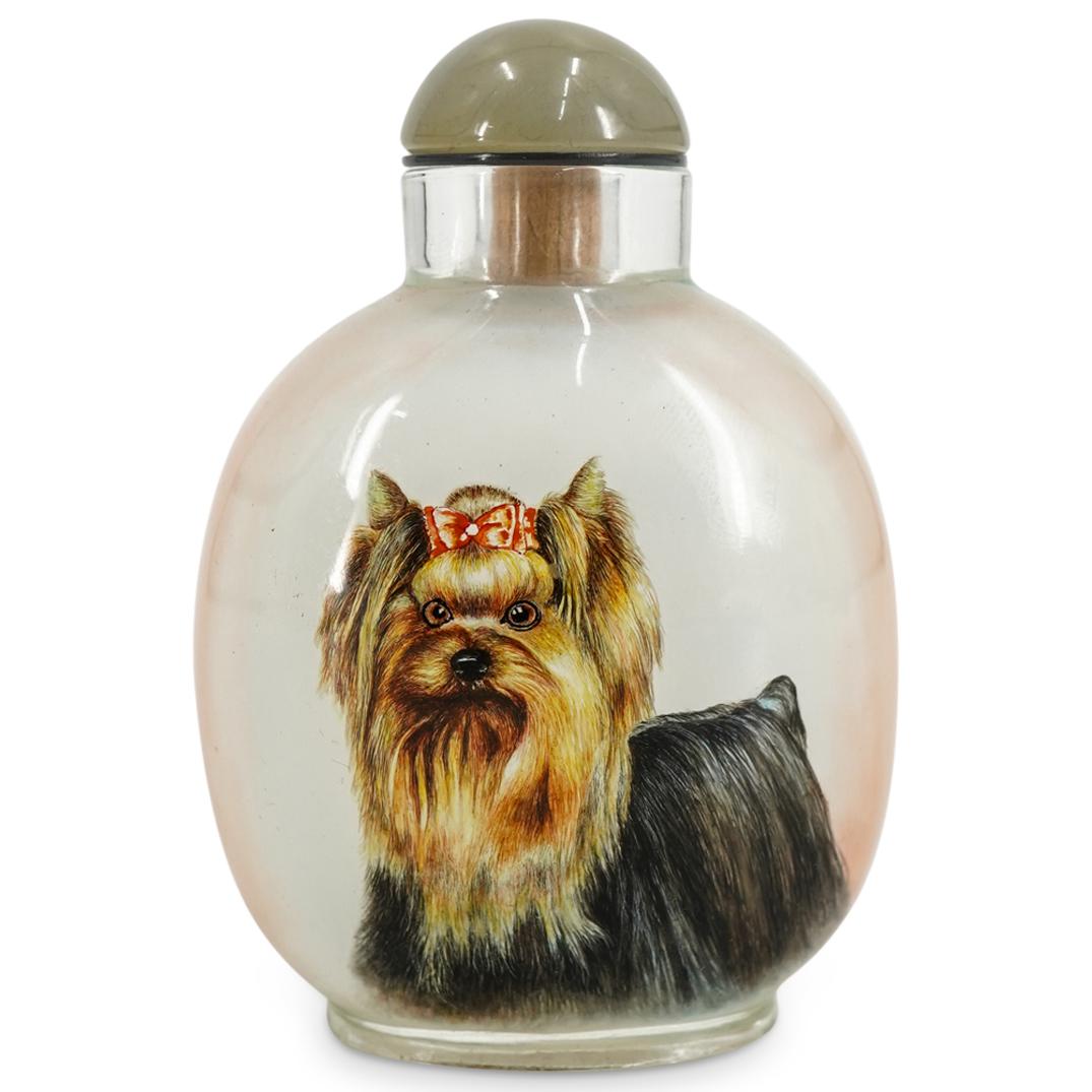 Chinese Reverse Glass Painted Yorkie Snuff Bottle (1 of 3)