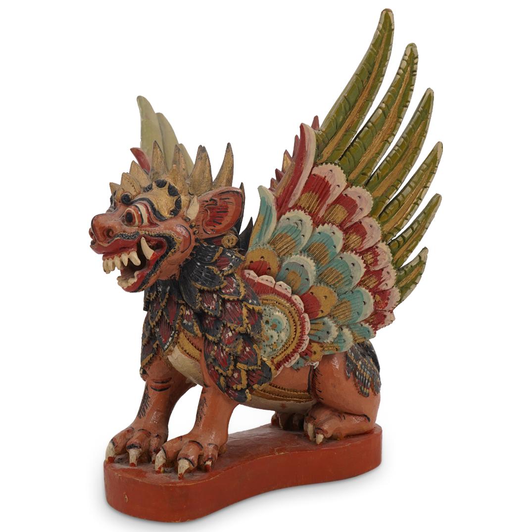 Indonesian Polychrome Carved Winged Lion Deity (1 of 7)
