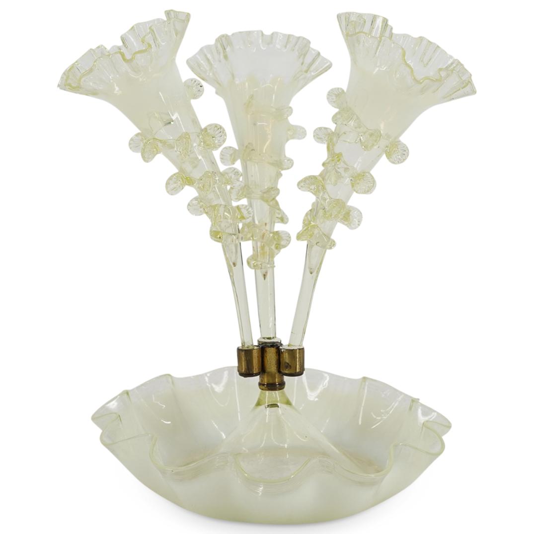 Antique Victorian Vaseline Glass Epergne (1 of 5)