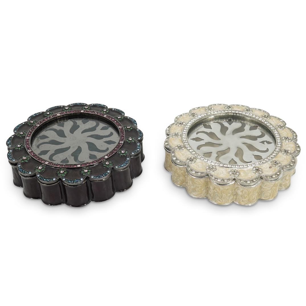 (2Pc) Jay Strongwater Enameled Picture Frame Vanity Boxes (1 of 6)