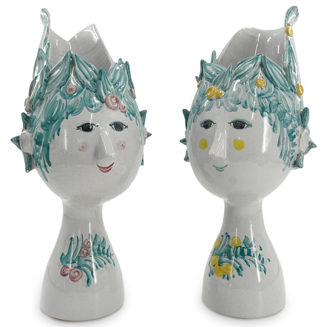 (2 Pc) Denmark Bjorn Wiinblad "Titania" Signed Art Pottery Vases (1 of 13)