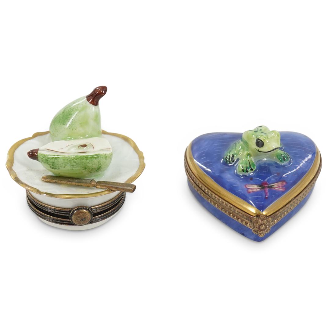 (2 Pc) Limoges Frog And Pear Porcelain Trinket Boxes (1 of 6)