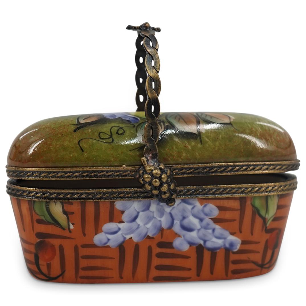 Rochard Limoges Porcelain Painted "Basket" Trinket Box (1 of 4)