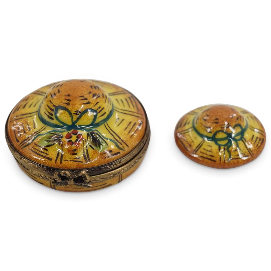 Limoges Porcelain Painted "Ladies Straw Hat" Trinket Box (1 of 5)