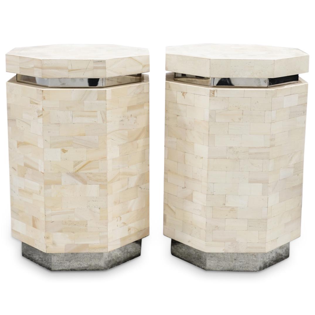 Ron Seff Tessellated Marble Octagonal Pedestals (1 of 7)