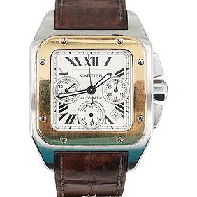 Cartier Santos 100 Steel and Gold Chronograph Watch (1 of 9)