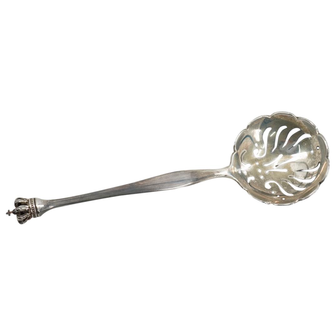 Danish Sterling Silver Spice Sifter Spoon W/ Crowned Handle (1 of 7)